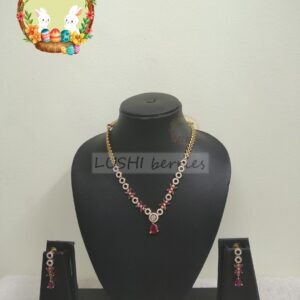 CZ Drop Pendant Necklace Set 1