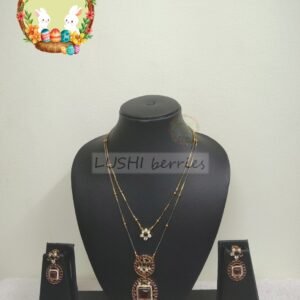 Layered Stone Pendant Chain Set 1