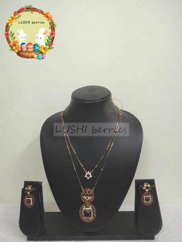 Layered Stone Pendant Chain Set