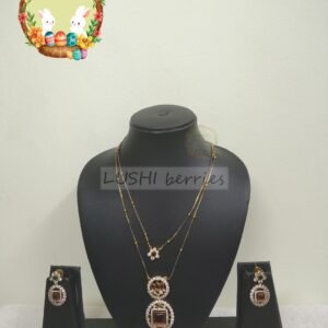 Layered Stone Pendant Chain Set 3