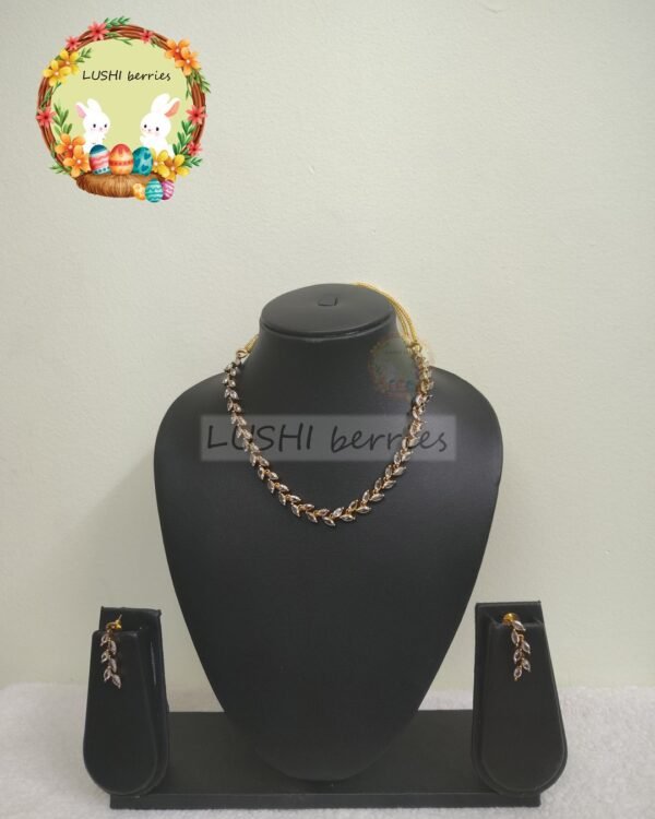 Leaf Vine CZ Necklace Set