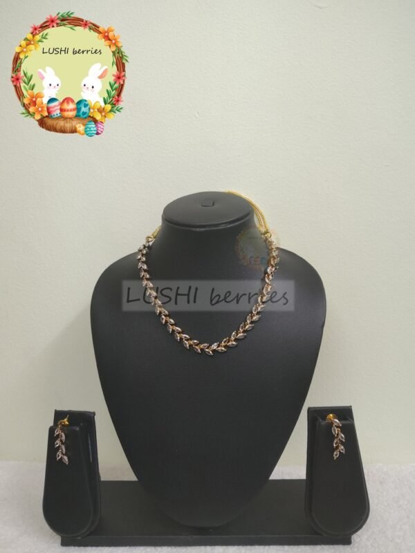 Leaf Vine CZ Necklace Set