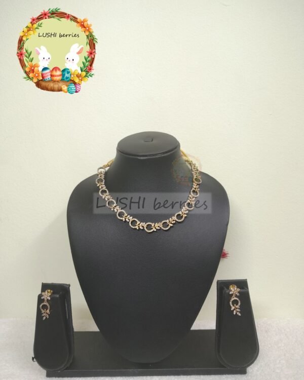 Linked Circles CZ Necklace Set