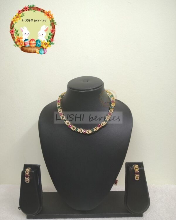 Ruby & Green Stone Necklace Set