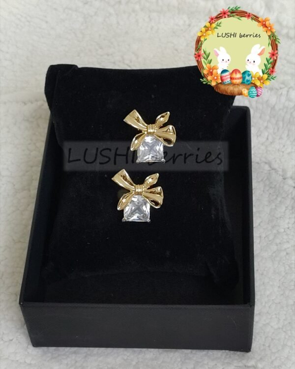 Bow & Crystal Drop Studs