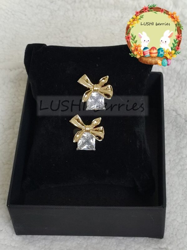 Bow & Crystal Drop Studs