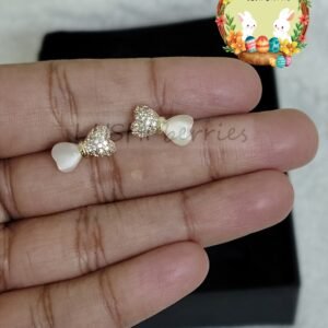 Pearl Heart Bow Studs 2